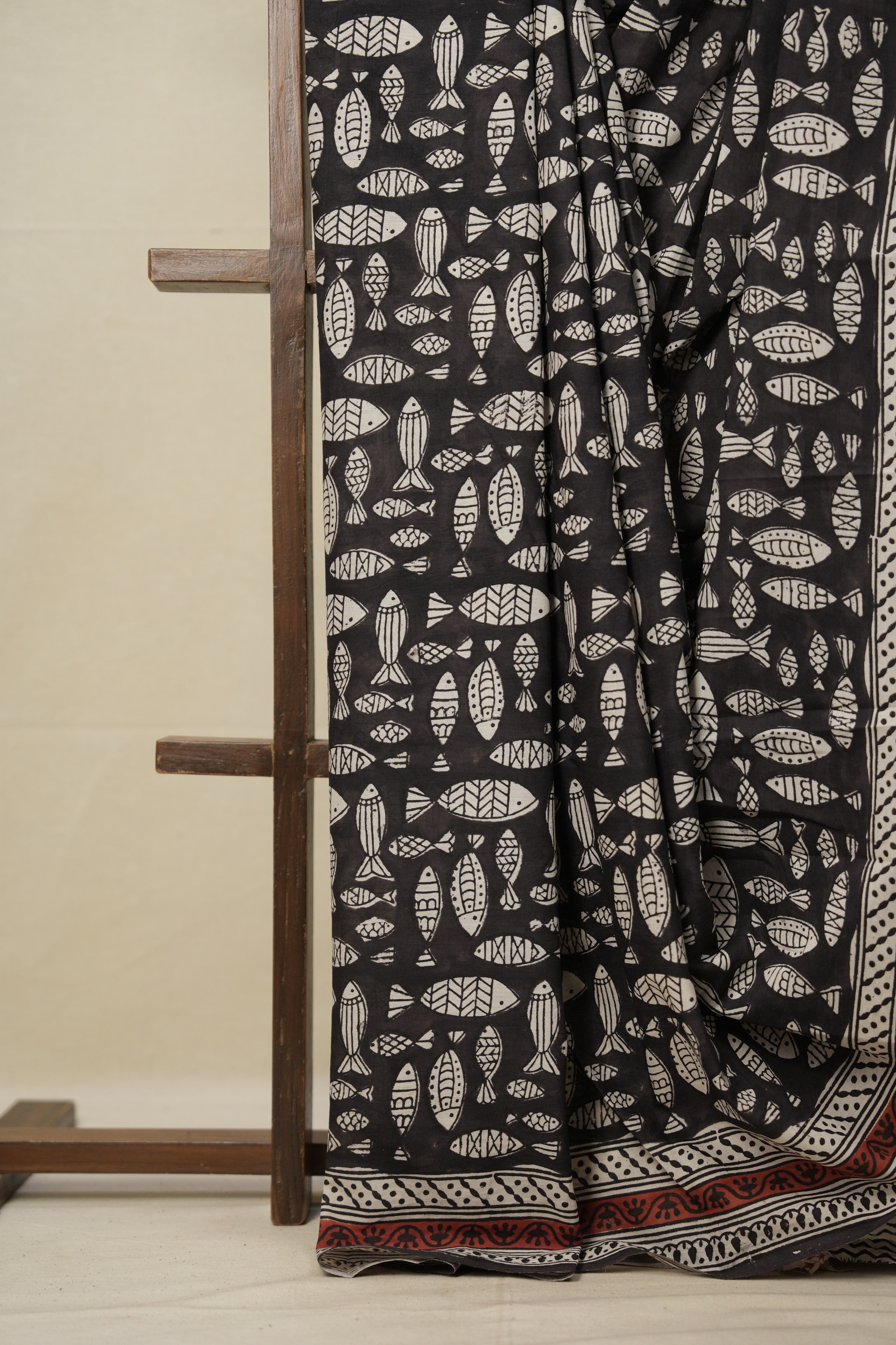 White Black HBP Cotton Saree - SRWBCS2803