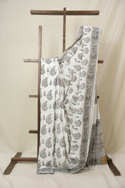 White HBP Cotton Saree - SRWCS3342