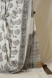 White HBP Cotton Saree - SRWCS3342