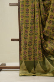 Green HBP Cotton Silk Saree With Maheshwari Border - SRGCSS1660