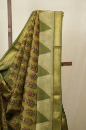 Green HBP Cotton Silk Saree With Maheshwari Border - SRGCSS1660