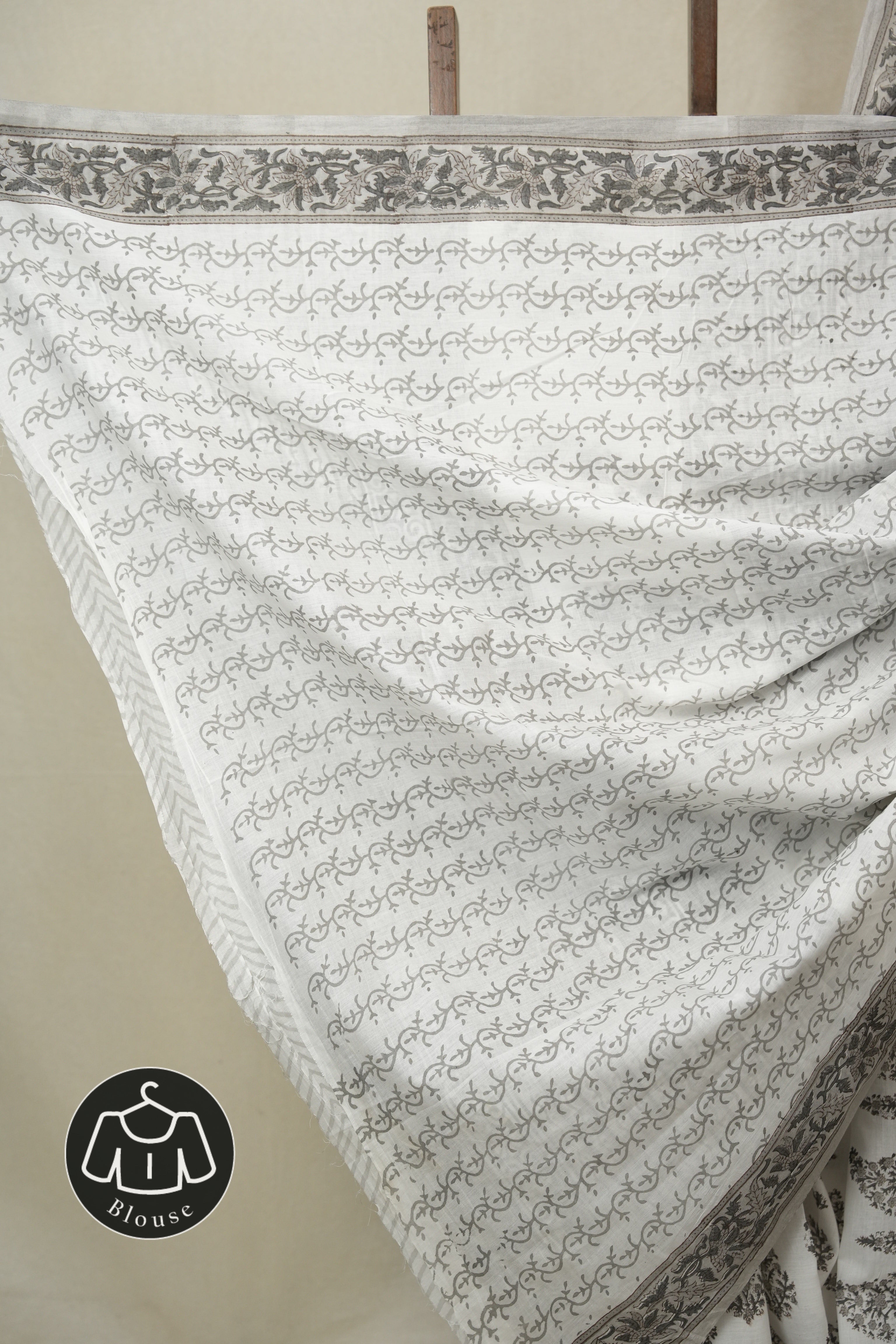 White HBP Cotton Saree - SRWCS3342