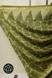 Green HBP Cotton Silk Saree With Maheshwari Border - SRGCSS1660