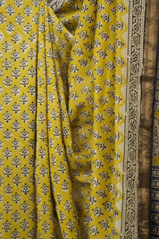 Mustard Yellow Cotton Silk Saree With Maheshwari Border - SRMYCSS1503