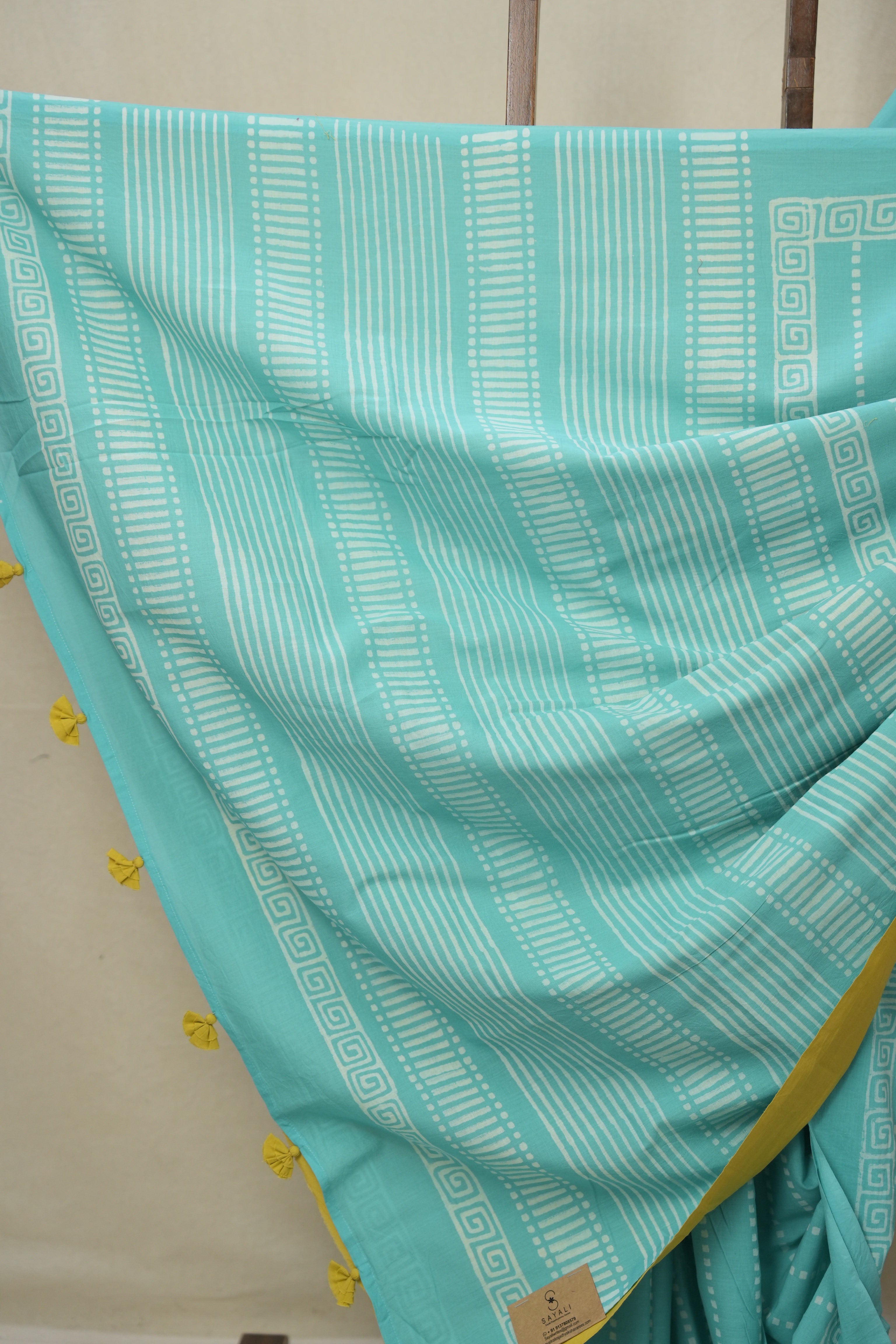 Teal Blue HBP Cotton Saree - SRTBCS3332
