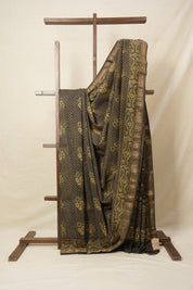Dark Kashish HBP Cotton Silk Chanderi Saree With Maheshwari Border - SRDKCSCS541