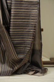 Metallic Grey Tussar Silk Saree - SRMGTSS1913