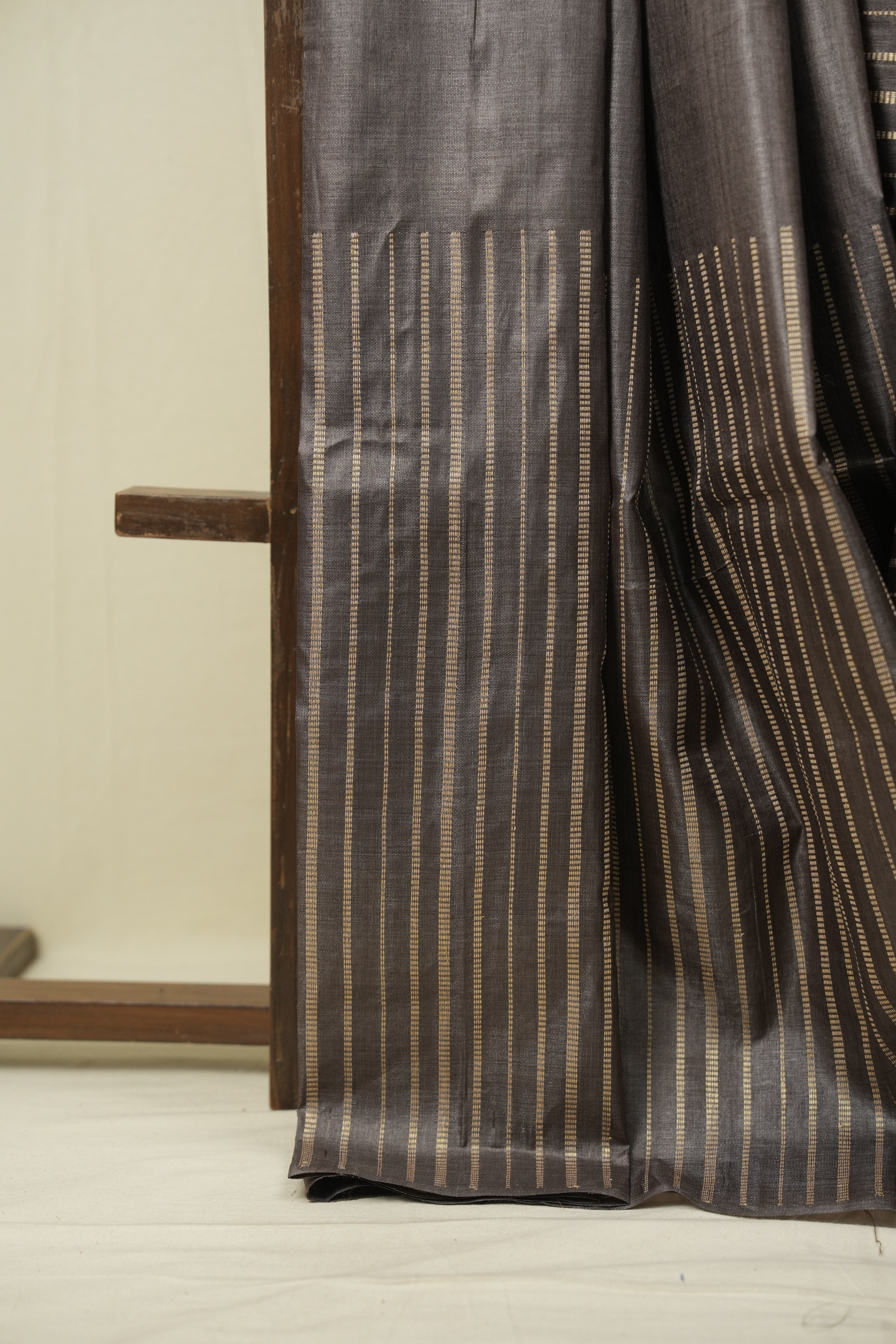 Metallic Grey Tussar Silk Saree - SRMGTSS1913