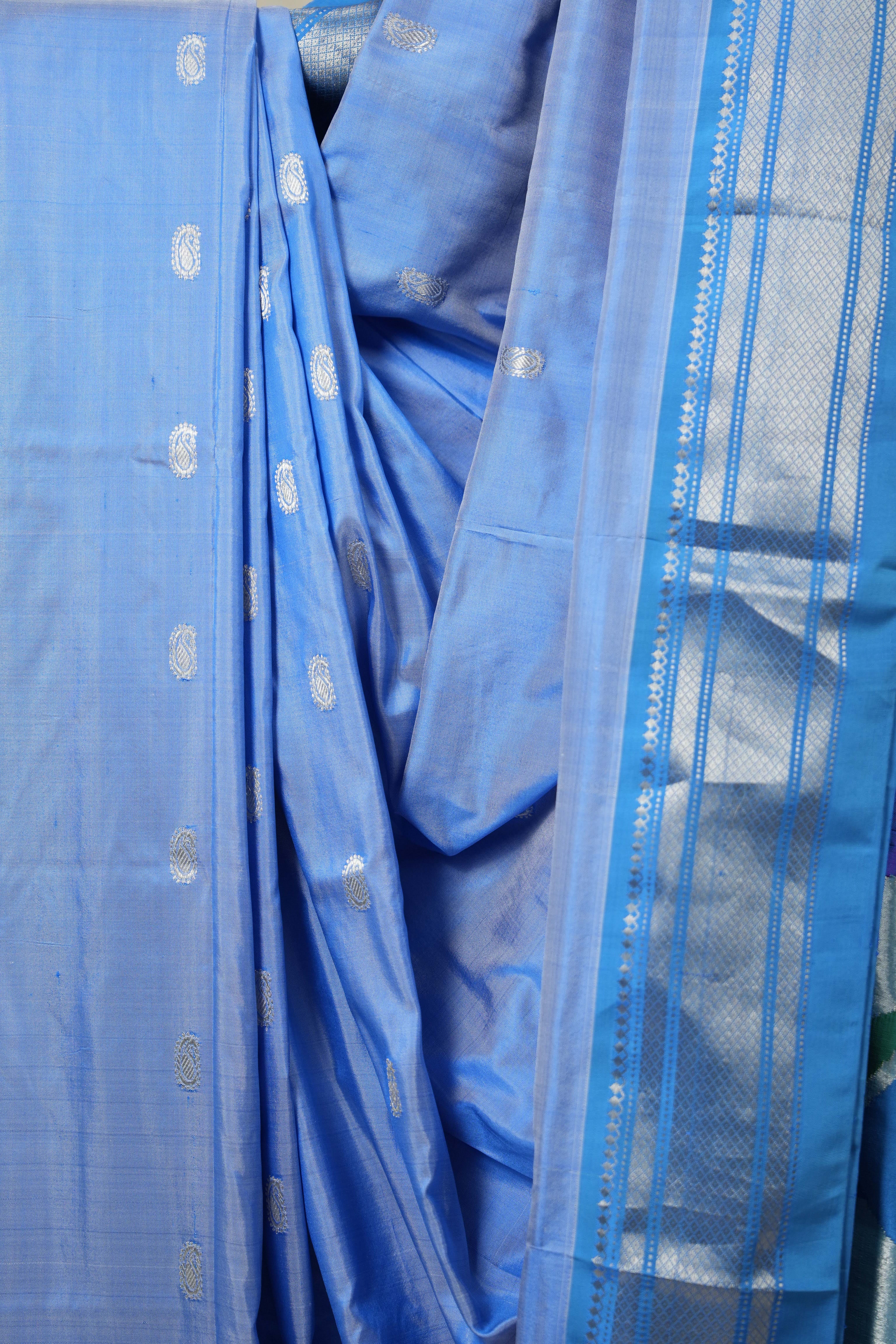 Sky Blue Silk Paithani Saree - SRSBSPS736