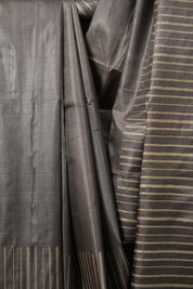 Metallic Grey Tussar Silk Saree - SRMGTSS1913