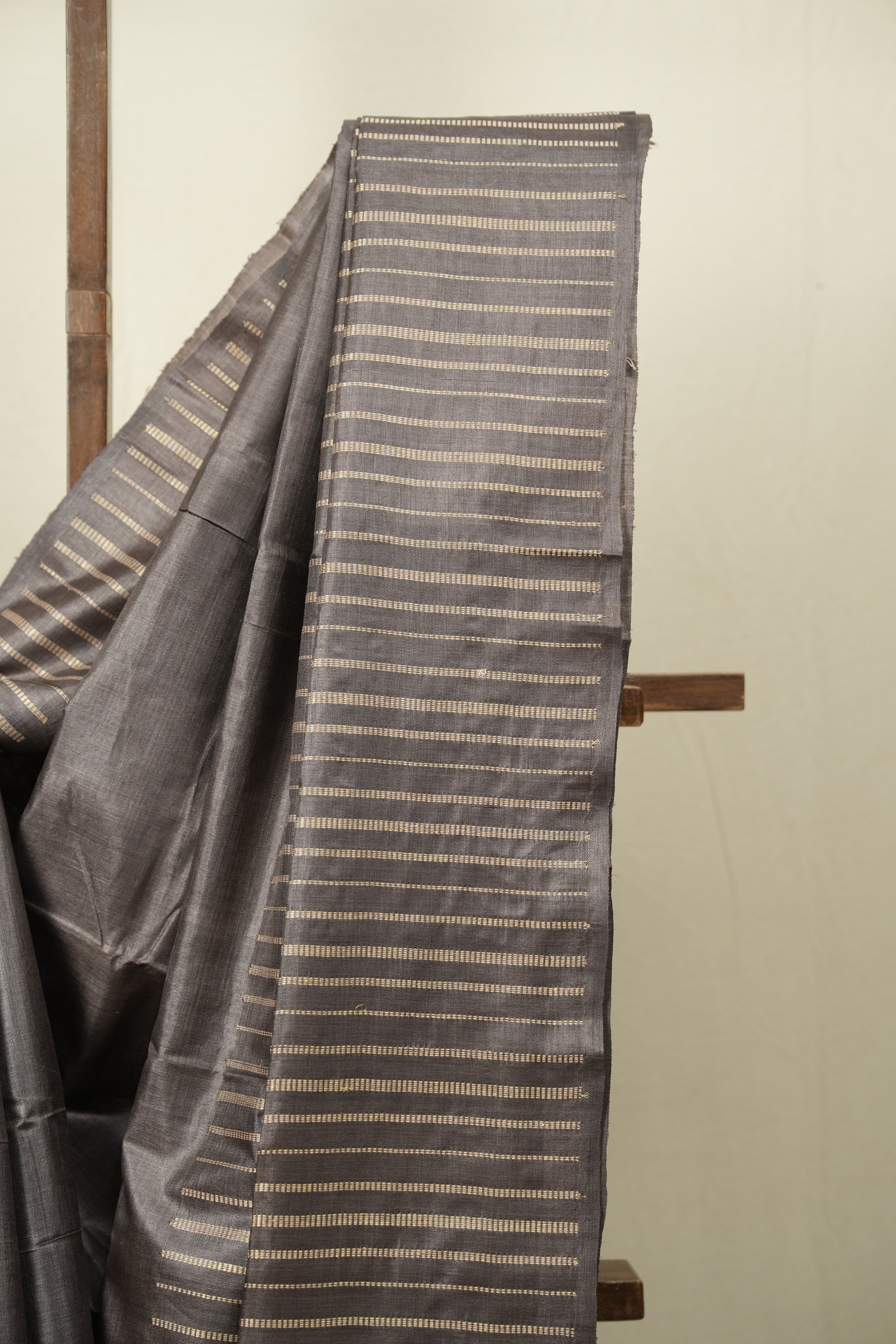 Metallic Grey Tussar Silk Saree - SRMGTSS1913