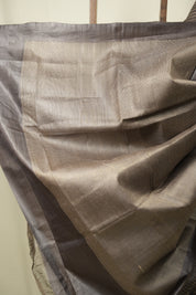 Metallic Grey Tussar Silk Saree - SRMGTSS1913