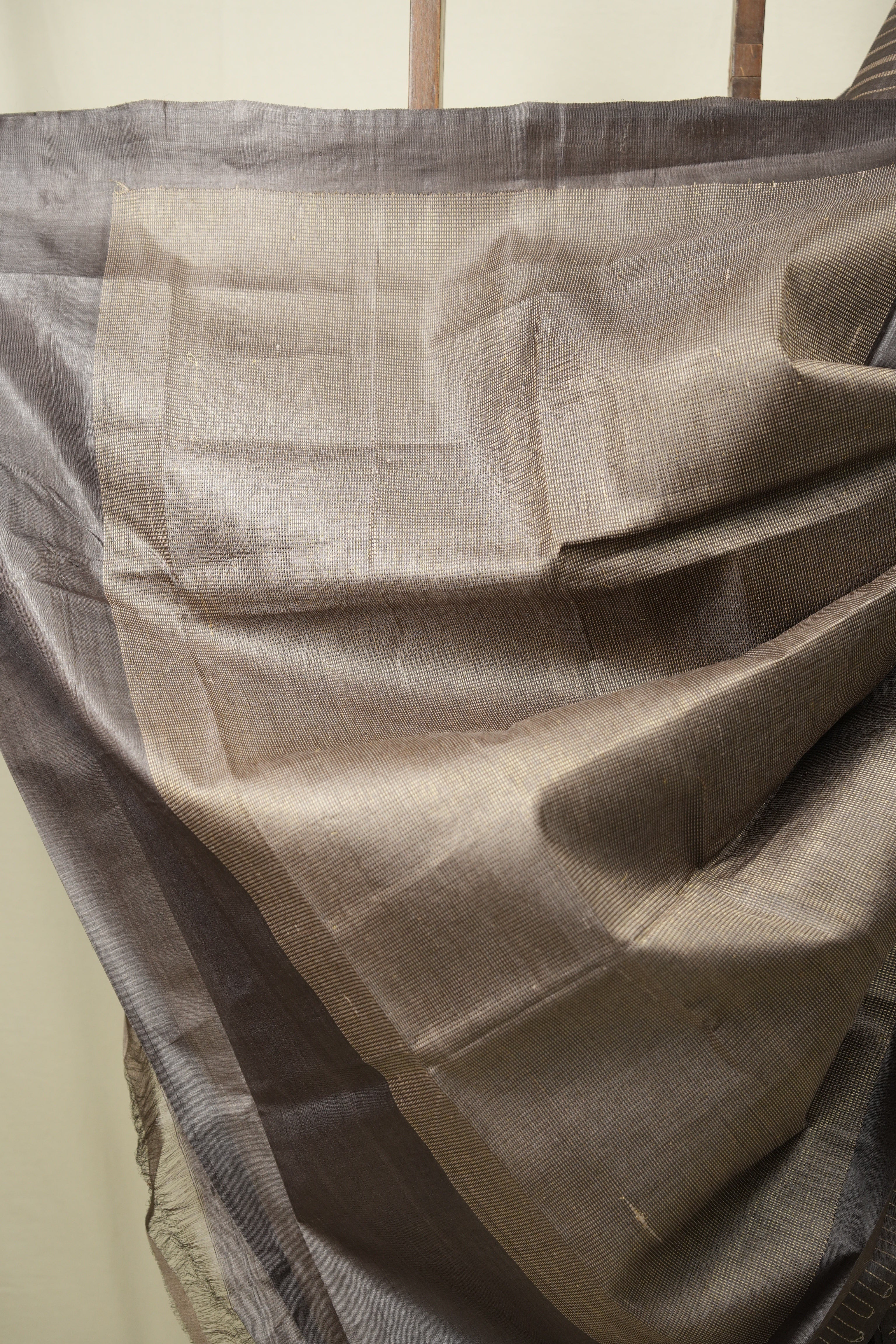 Metallic Grey Tussar Silk Saree - SRMGTSS1913