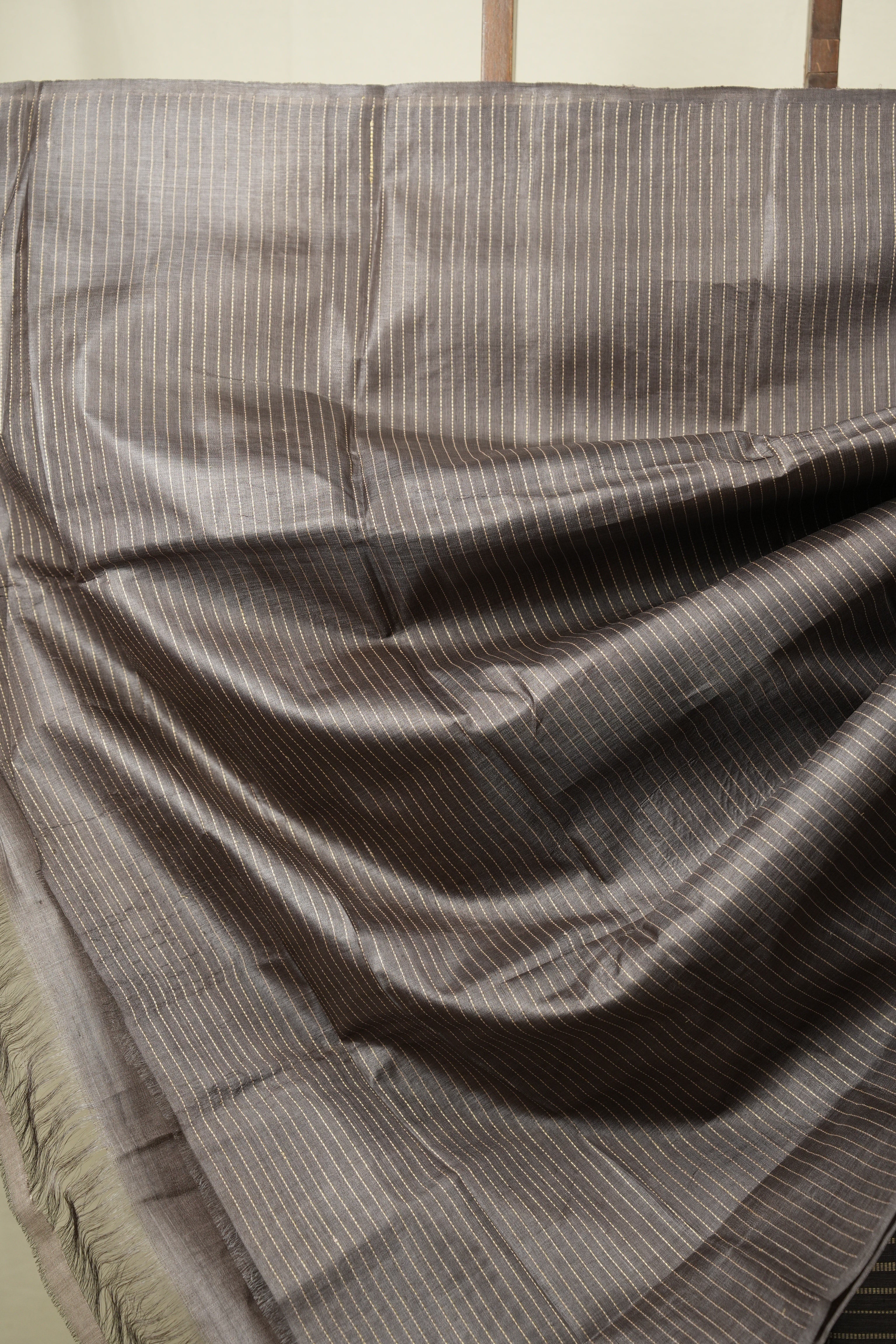 Metallic Grey Tussar Silk Saree - SRMGTSS1913