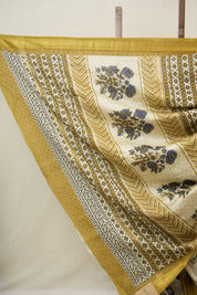 Olive Cotton Silk Saree With Maheshwari Border - SROCSS1507