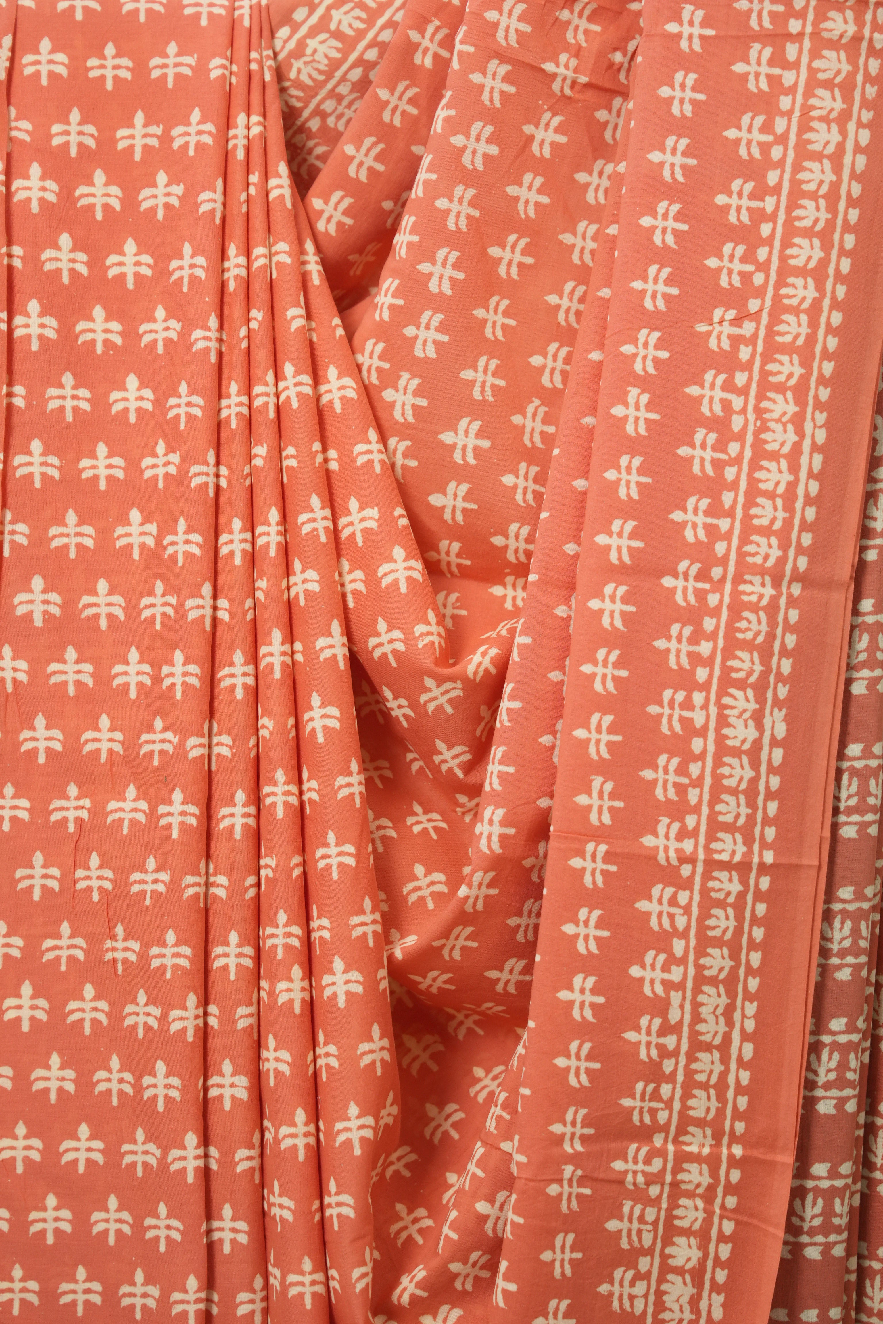 Peach HBP Cotton Saree - SRPCS3335