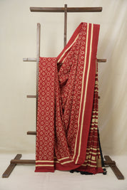 Red HBP Cotton Saree - SRRCS3327