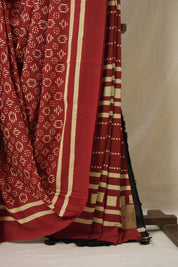 Red HBP Cotton Saree - SRRCS3327
