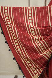 Red HBP Cotton Saree - SRRCS3327