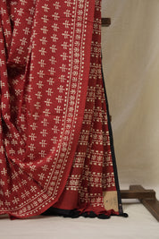 Red HBP Cotton Saree - SRMCS3329