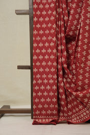 Red HBP Cotton Saree - SRMCS3329