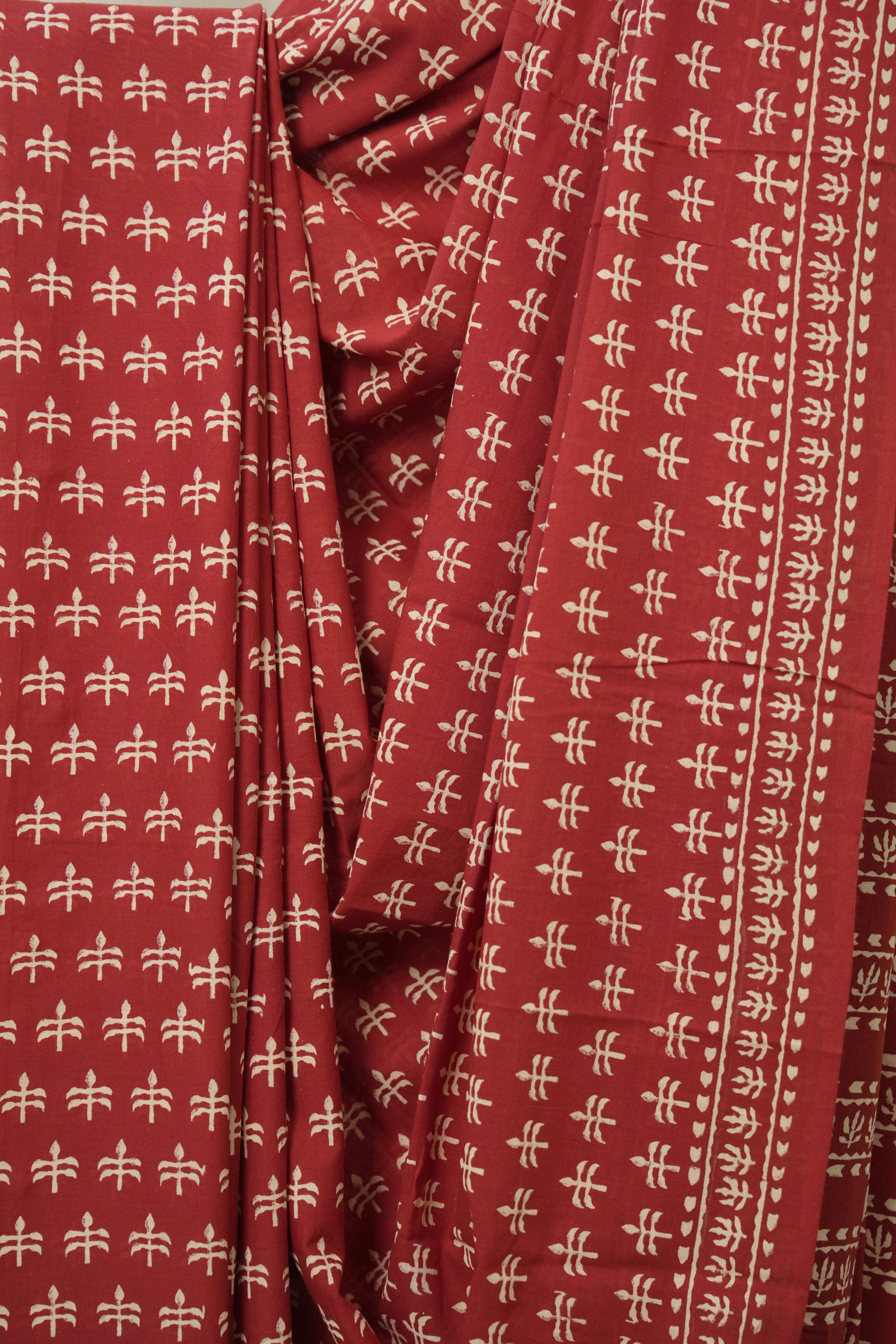 Red HBP Cotton Saree - SRMCS3329