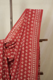 Red HBP Cotton Saree - SRMCS3329