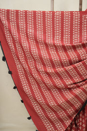 Red HBP Cotton Saree - SRMCS3329