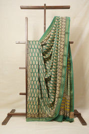 Black HBP Cotton Silk Saree With Maheshewari Border - SRBCSS878