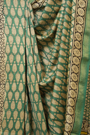 Black HBP Cotton Silk Saree With Maheshewari Border - SRBCSS878