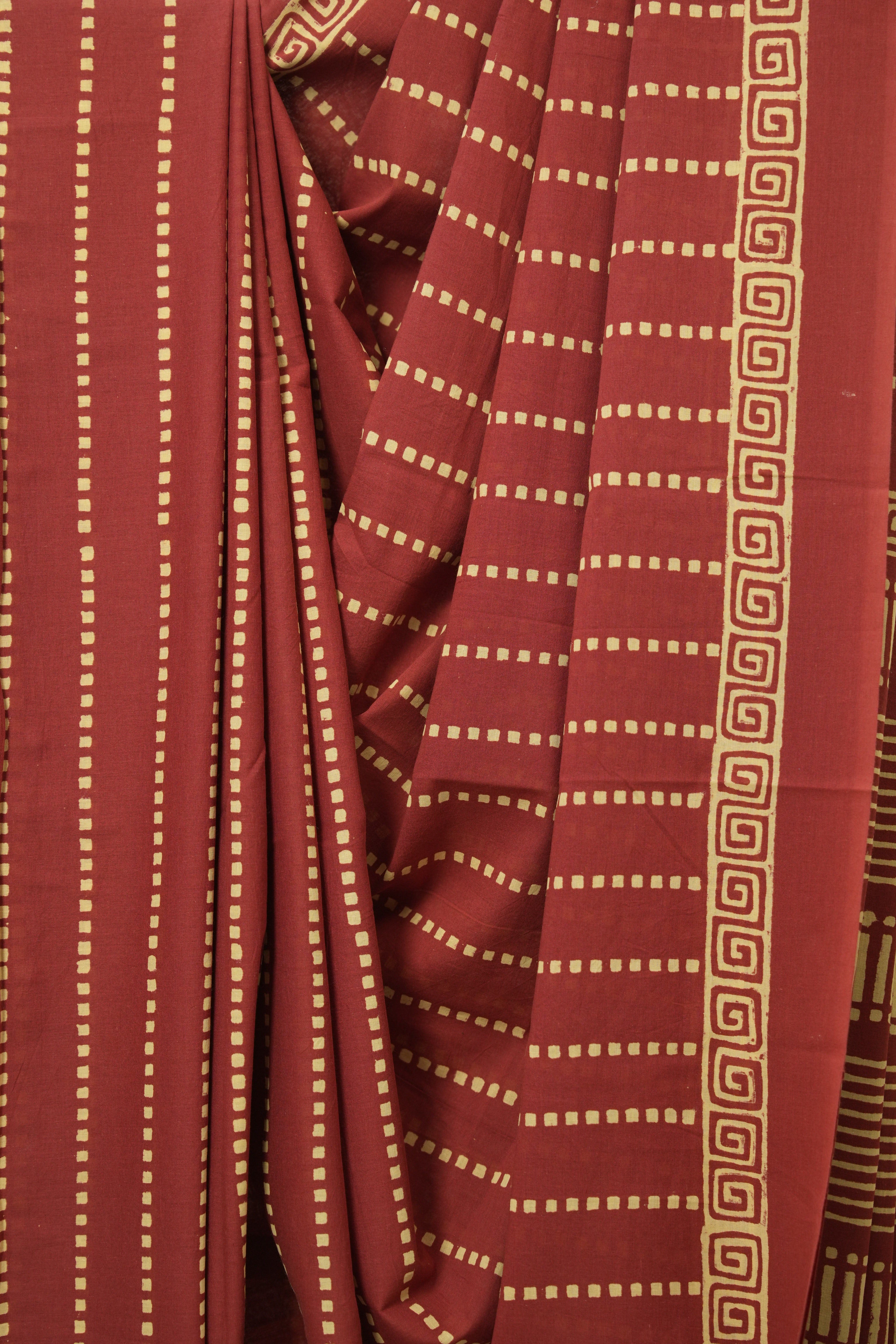 Maroon HBP Cotton Saree - SRMCS3328