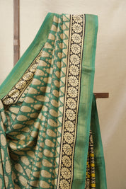 Black HBP Cotton Silk Saree With Maheshewari Border - SRBCSS878