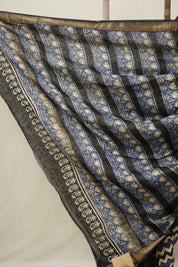 Blue HBP Cotton Silk Saree With Maheshwari Border - SRBCSS1488