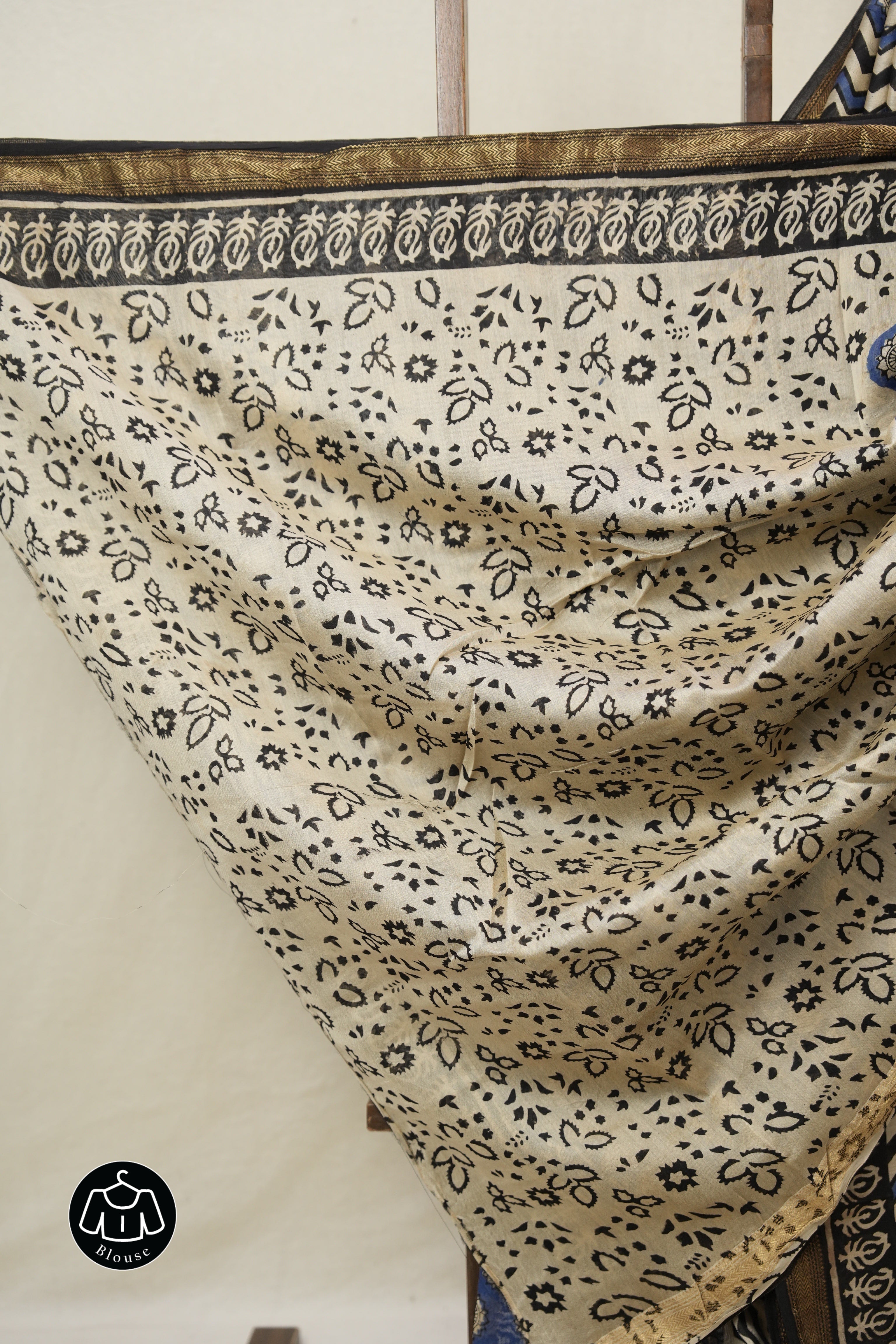 Blue HBP Cotton Silk Saree With Maheshwari Border - SRBCSS1488