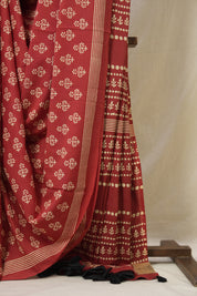 Red HBP Cotton Saree - SRRCS3330