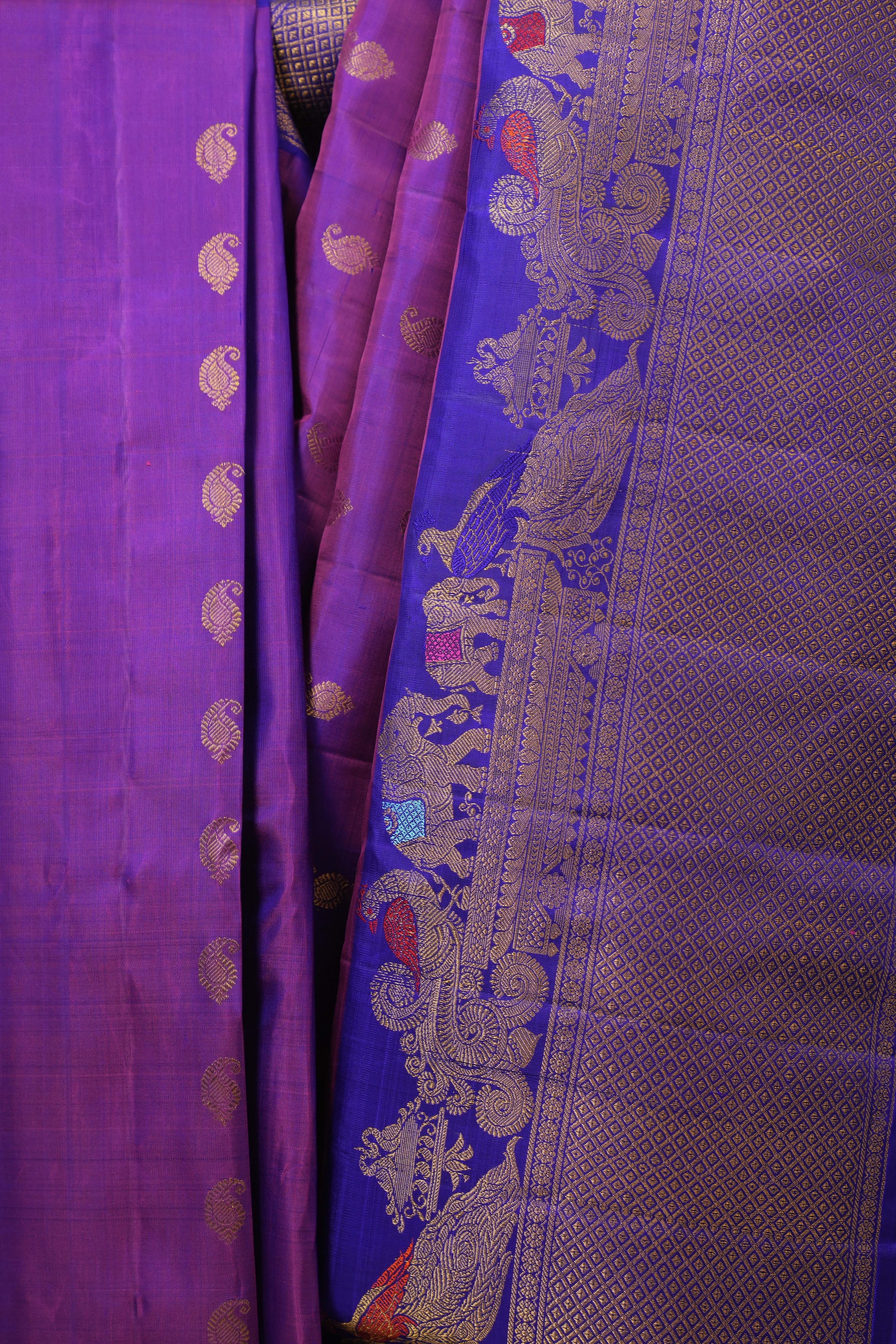 Purple Gadwal Silk Saree - SRPGSS640