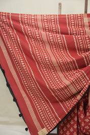 Red HBP Cotton Saree - SRRCS3330