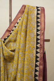 Mustard Yellow HBP Cotton Silk Saree With Maheshwari Border - SRMYCSS1487