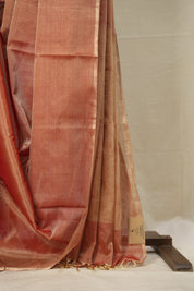 Orange Gold Maheshwari Tissue Saree - SROGMTS640
