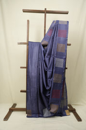 Slate Blue Tussar Silk Saree - SRSBTSS1905