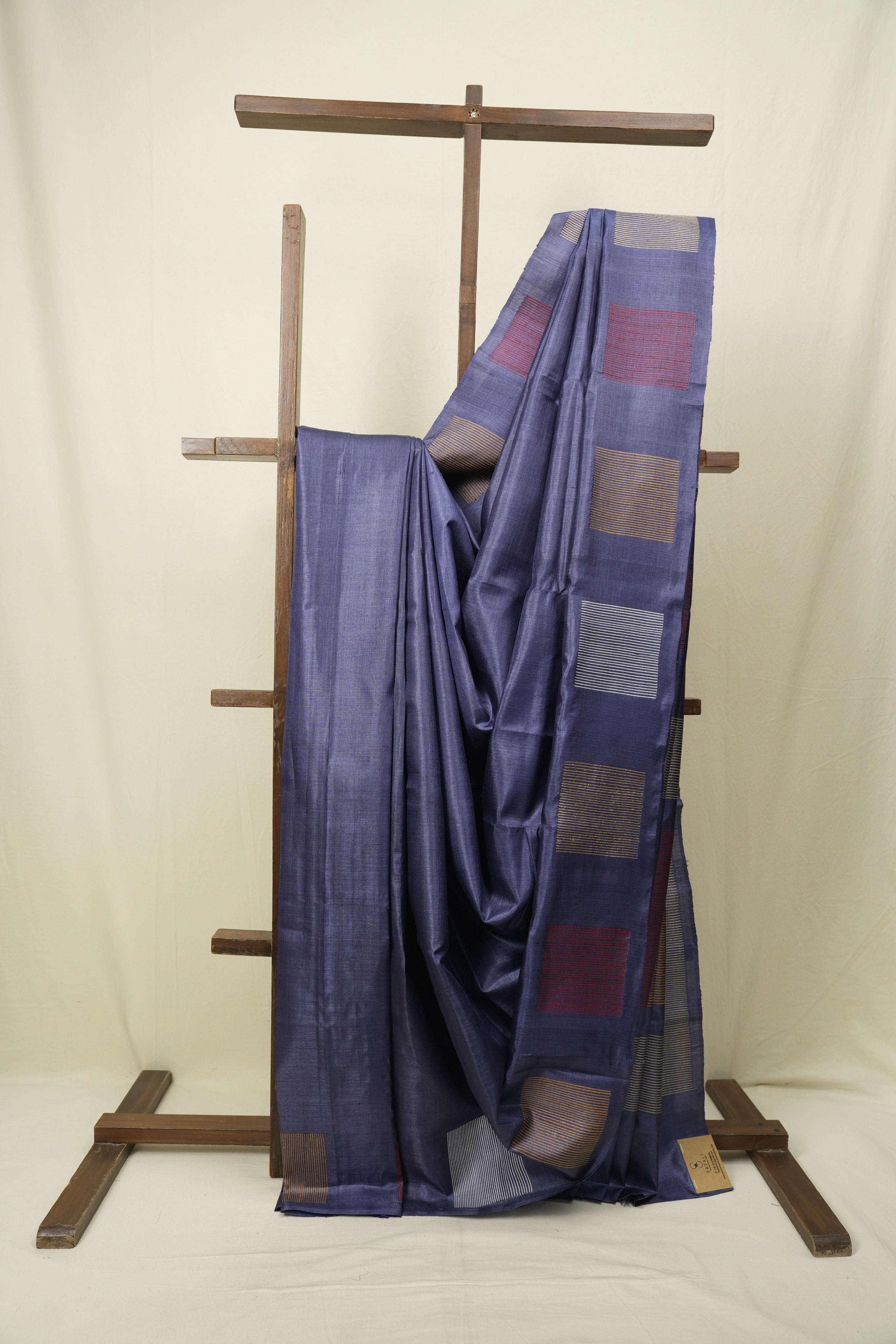 Slate Blue Tussar Silk Saree - SRSBTSS1905