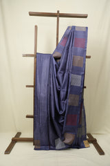 Slate Blue Tussar Silk Saree - SRSBTSS1905