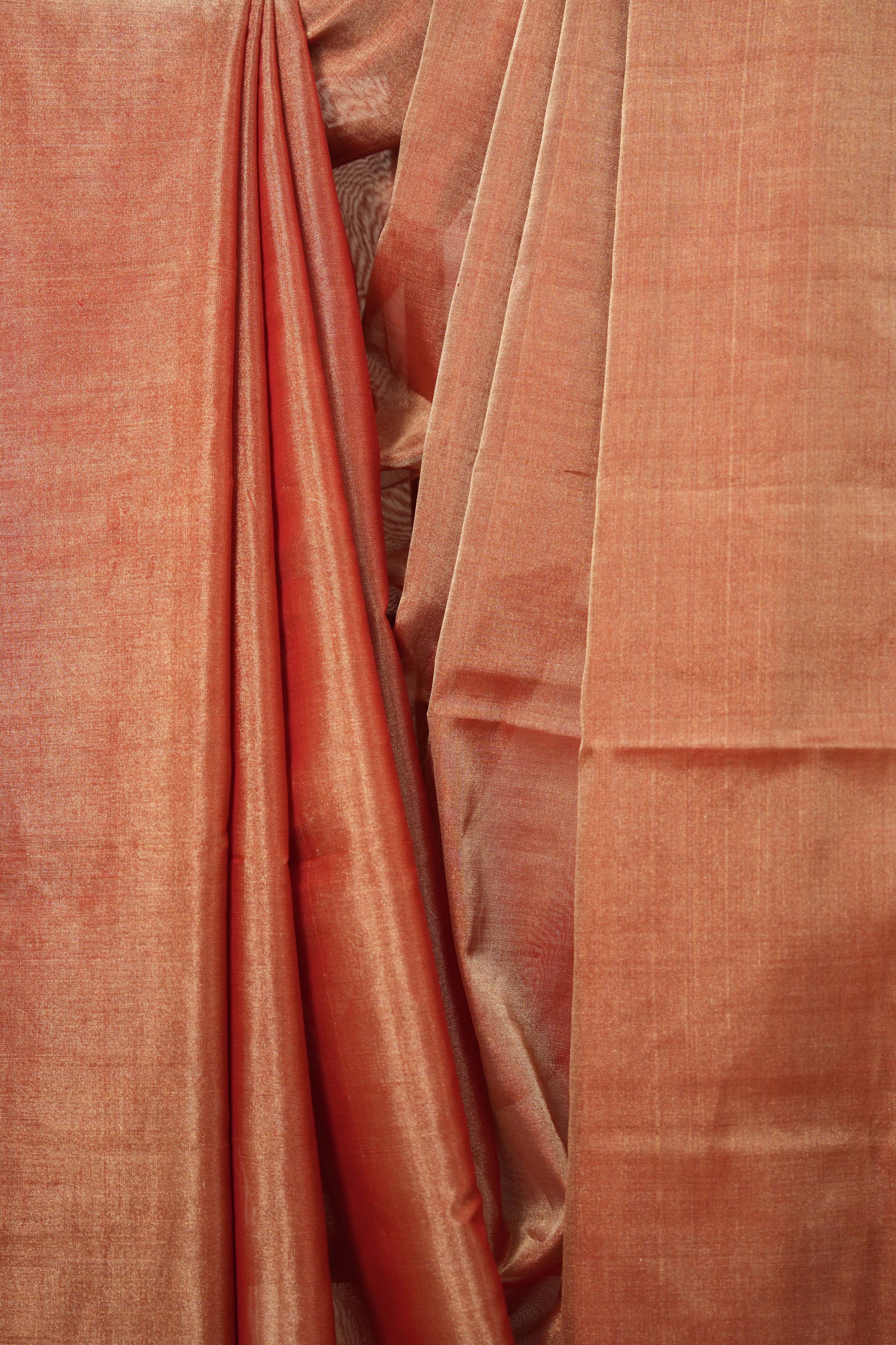 Orange Gold Maheshwari Tissue Saree - SROGMTS640