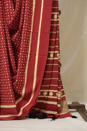 Red HBP Cotton Saree - SRRCS3326