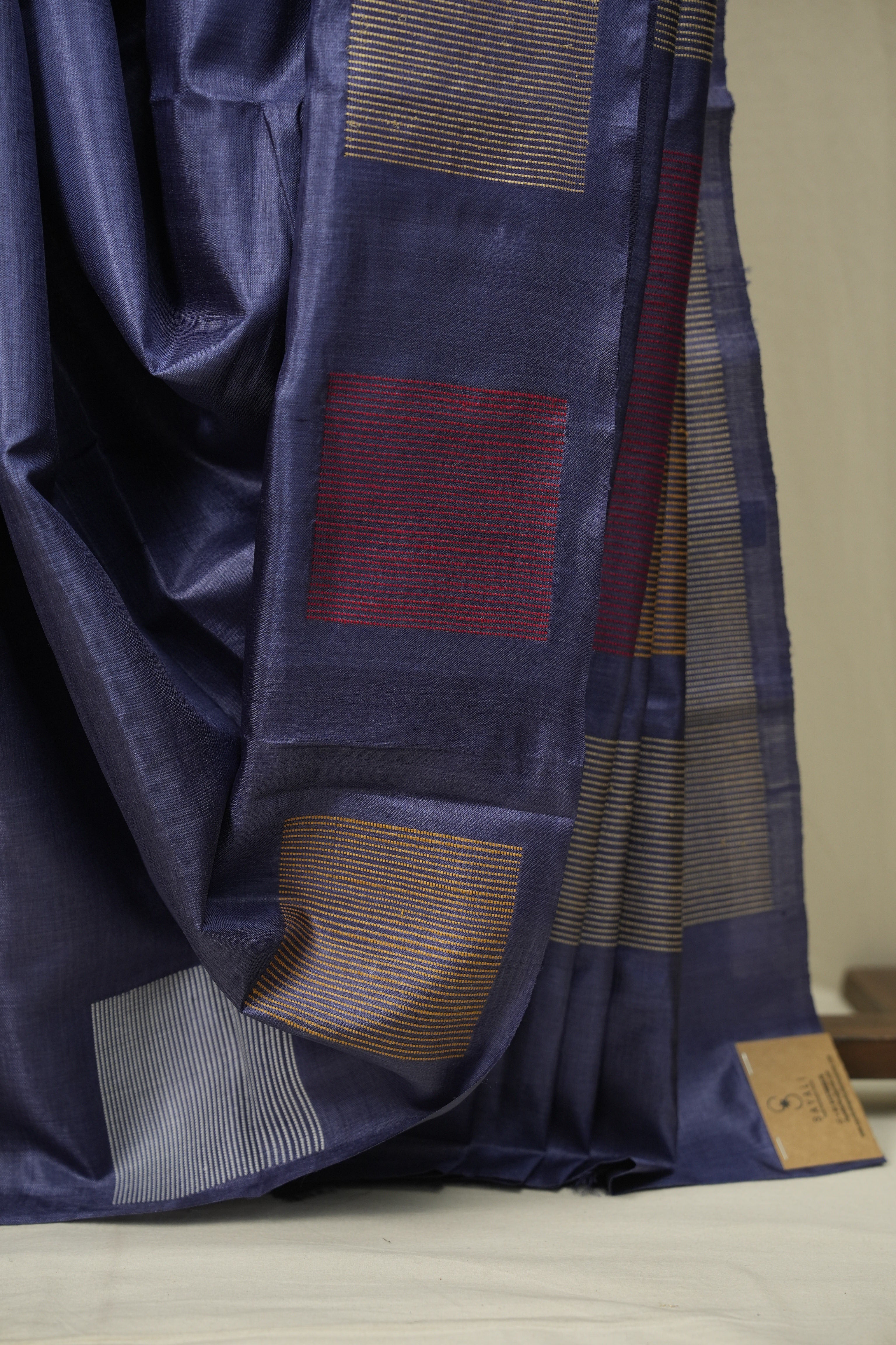Slate Blue Tussar Silk Saree - SRSBTSS1905