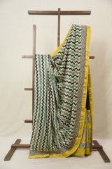Beige Black HBP Cotton Silk Saree With Maheshwari Border - SRBBCSS1486