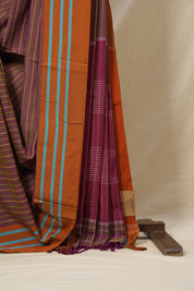 Two Tone Purple Cotton Ilkal Saree - SRTTPCIS547