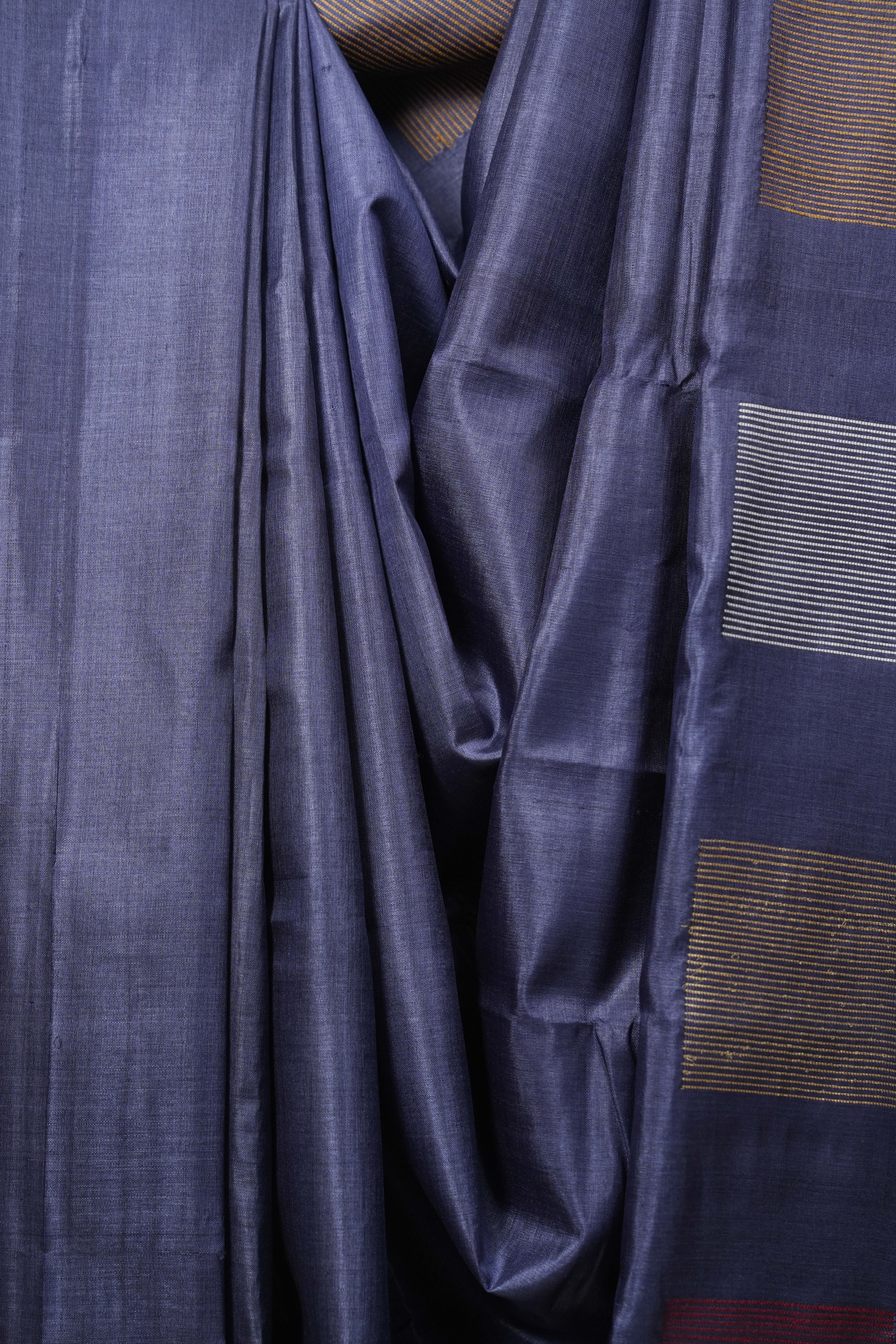 Slate Blue Tussar Silk Saree - SRSBTSS1905