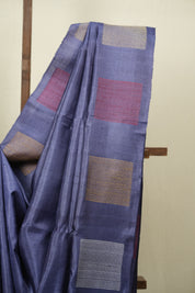 Slate Blue Tussar Silk Saree - SRSBTSS1905