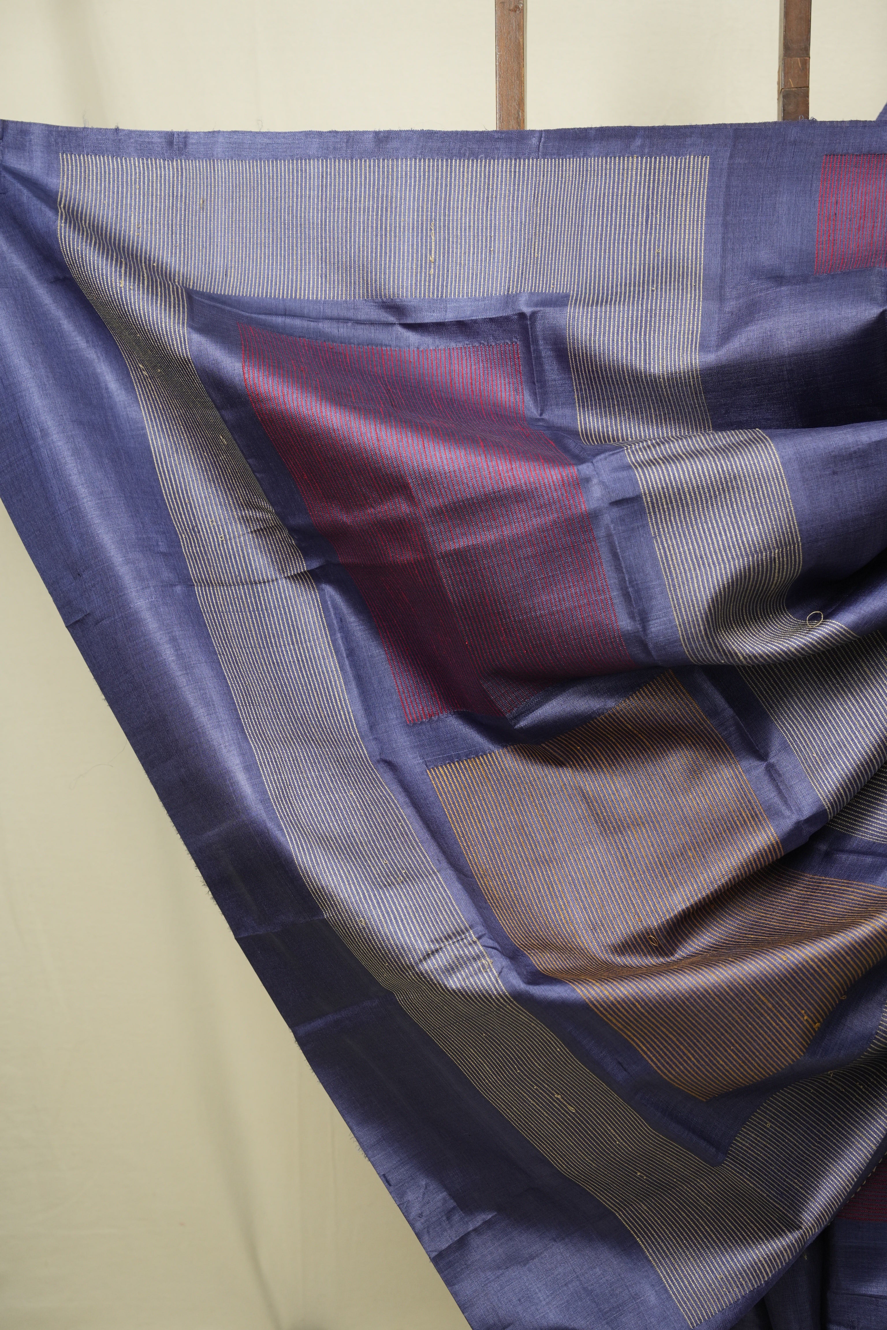 Slate Blue Tussar Silk Saree - SRSBTSS1905